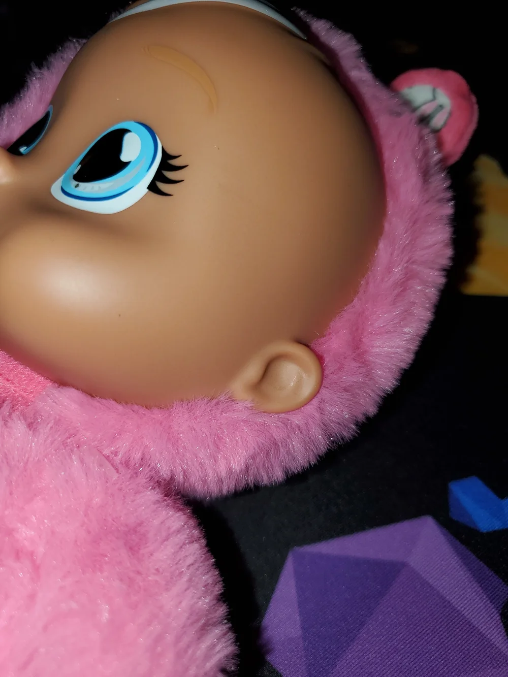 Pink Hooded Plush Baby Doll with Tears and A Pacifier